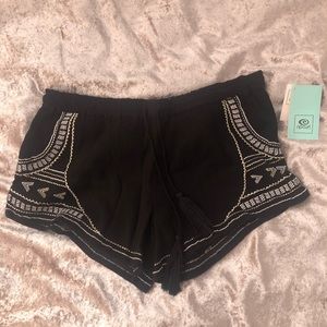 Rip curl NWT metallic embroidered black shorts